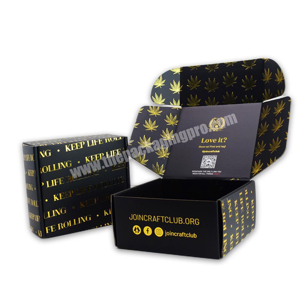 Gold Folied Custom Logo Printed Corrugated Candle Set Gift Box Black Concentrate Candle Jar Packaging Shipping Box