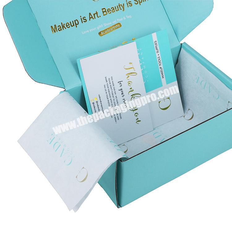 Yilucai manufactory blue corrugated cardboard cosmetic shipping box skin care packaging mailer box