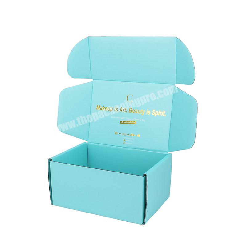 Gold hot stamping logo colored shipping box customized