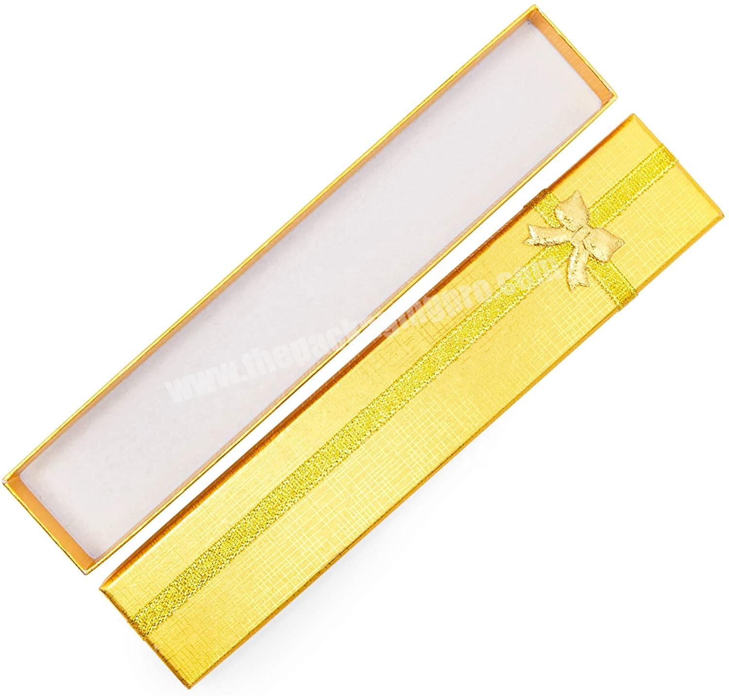 Golden necklace jewelry Display Gift Boxes with  ribbon  for Weddings and Anniversaries
