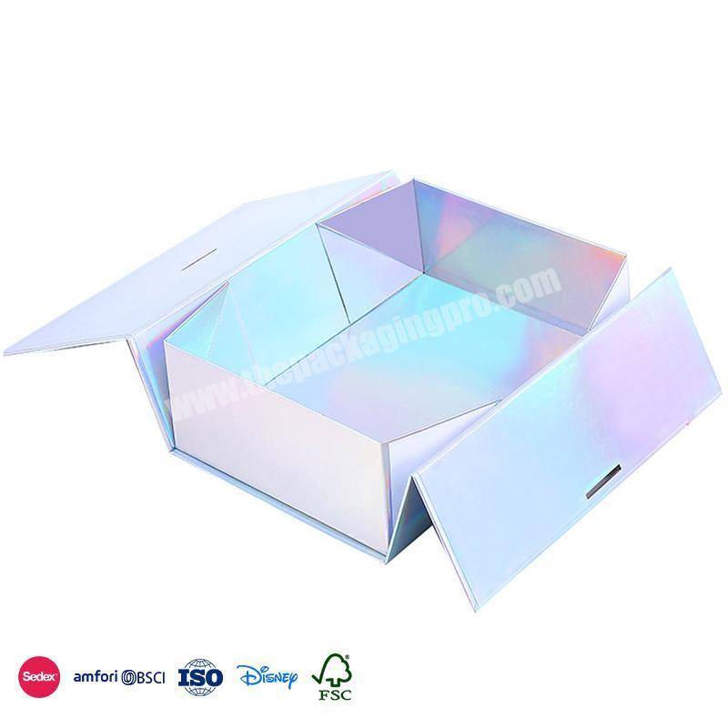Good Price Good Quality Fluorescent minimalist design with ribbon gate fold double door flip box packaging