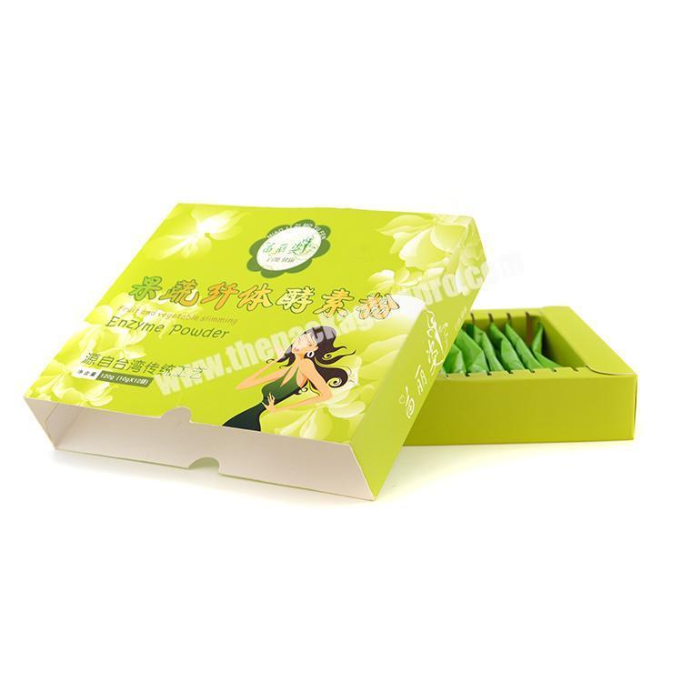 Green sliding cardboard tea bags paper packaging box chinese tea box for packaging