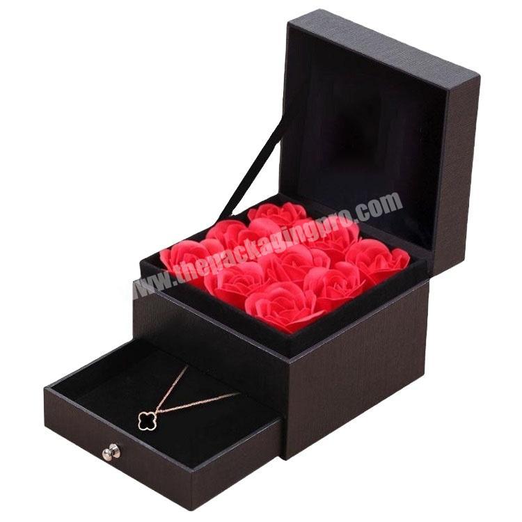 Guaranteed quality luxury empty black elegant necklace gift packaging box double drawer jewelry necklace box