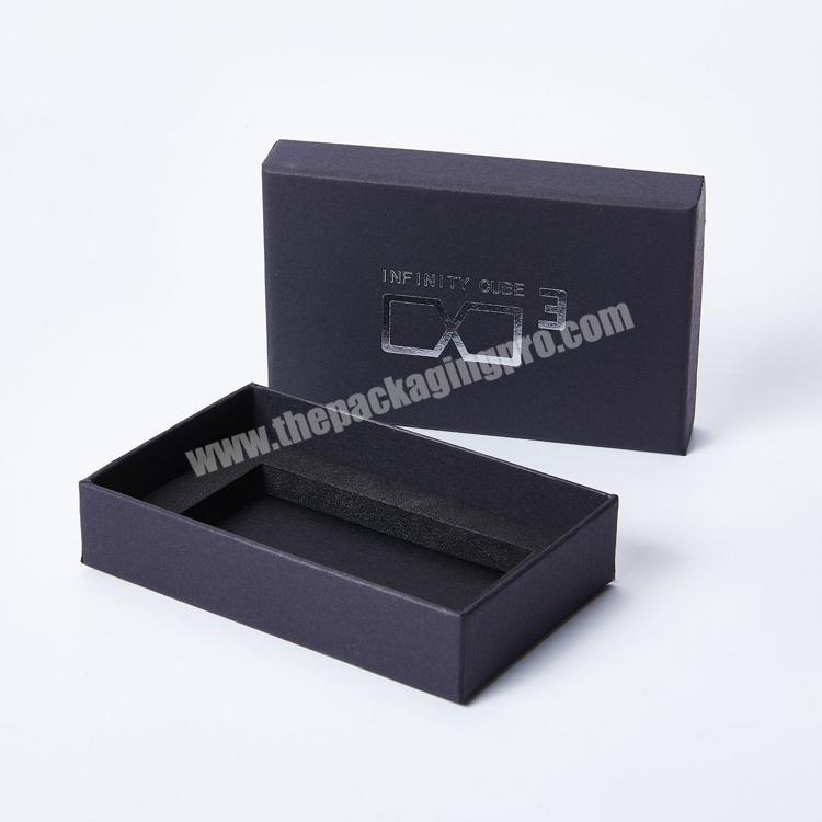 Hard paper lid and base black rigid cardboard cosmetic package and essential oil packing box