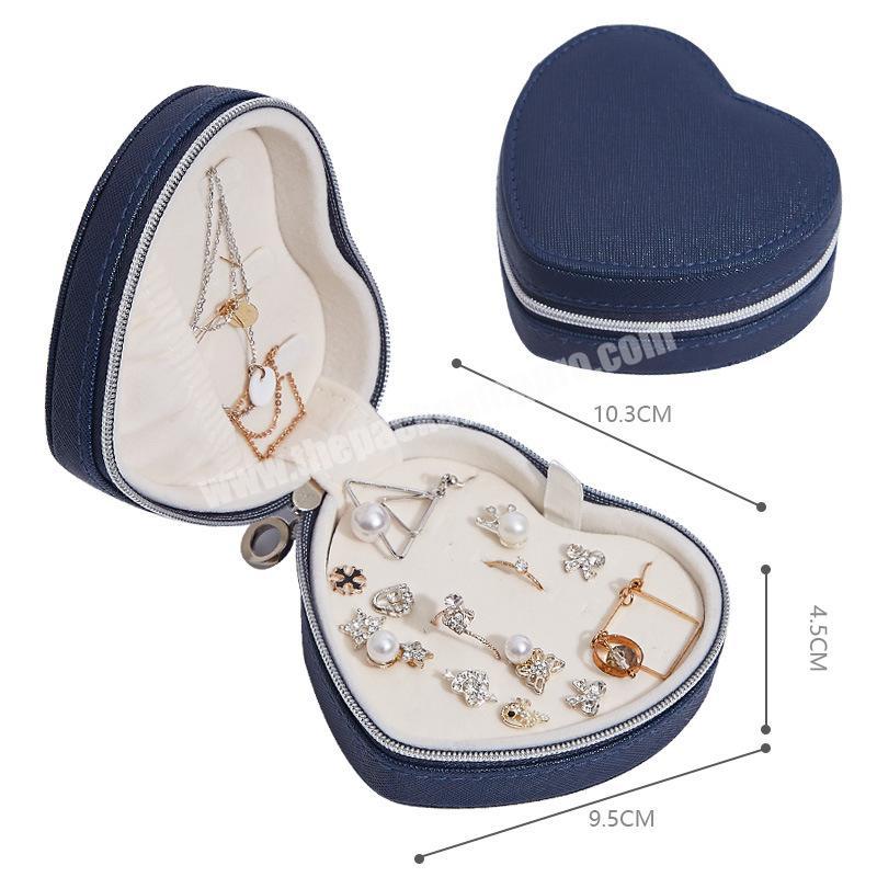Heart-shaped Jewelry Earrings Bracelet Storage Box Zipper Jewelry Travel Bag