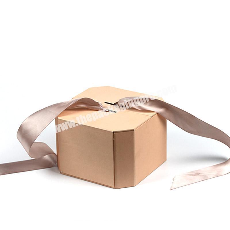 Professional luxury small custom magnetic gift Brown eyelash cute socks packaging box with logo hexagon packaging