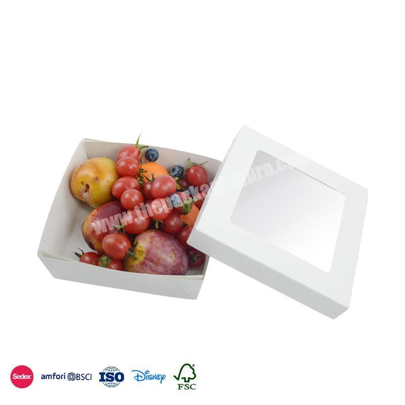 High Performance White degradable material transparent display window design take out box for fruits