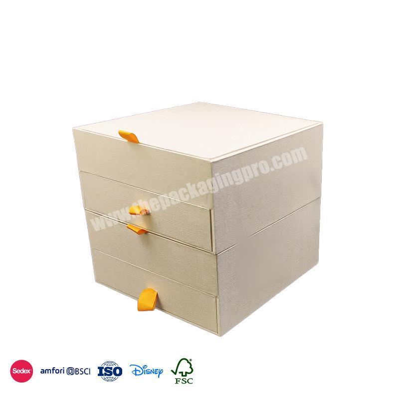High Quality Cheap Linen double-layer design with drawer type waterproof and anti-corrosion rigid box tea display