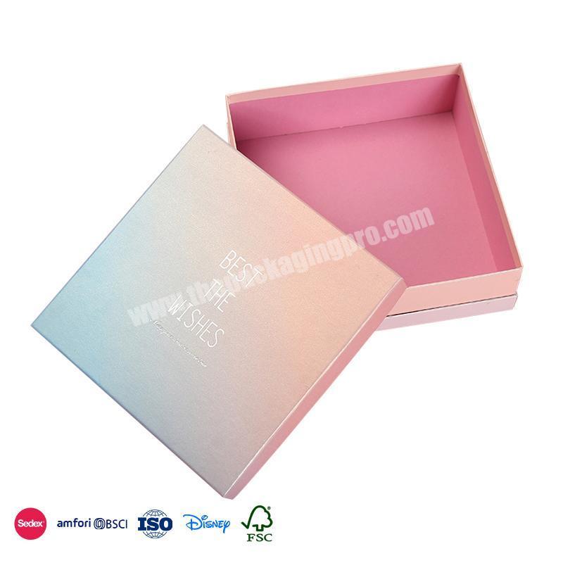 High Quality Cheap Spot Square gradient ribbon simple letter logo candy box for baby shower favor gifts
