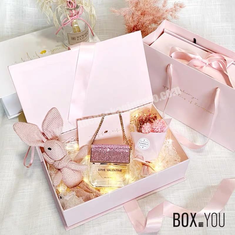 High Quality Custom Gift Rectangle Folding Paper Box With Ribbon tie closure