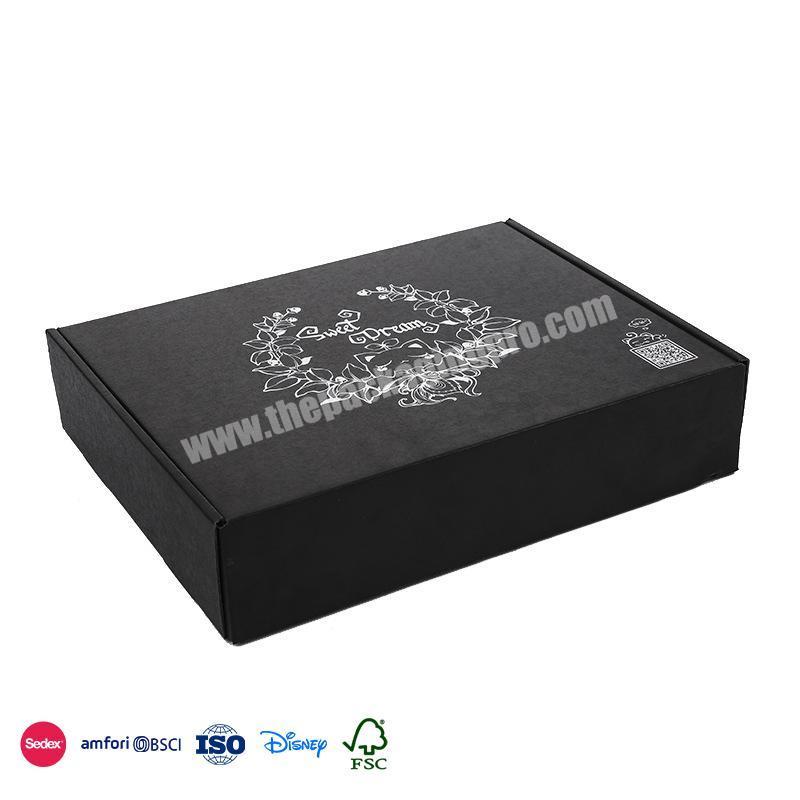 High Quality Good Selling Black matte finish Dual layer material with silver logo box packaging clothing