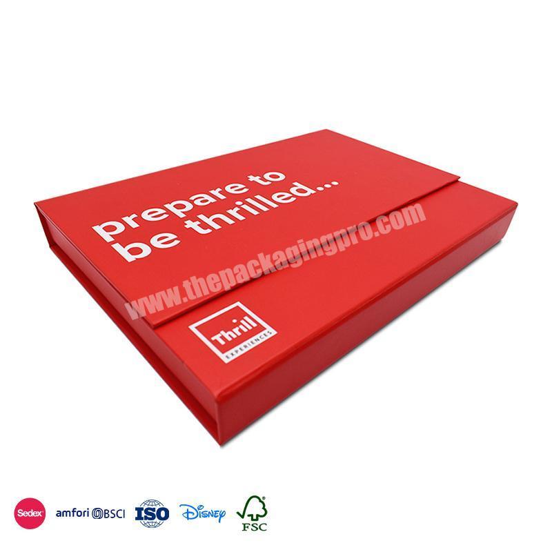 High Quality Good Selling Red double clamshell with white simple letters book packaging box presentation