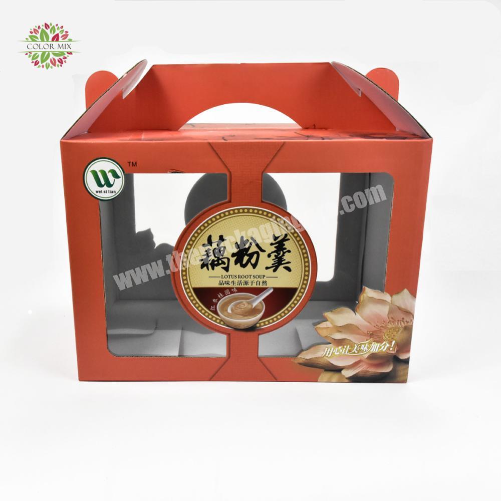 High Quality Luxury Die Cut Window Double Wall Corrugated Paper Cardboard Carrying Gift Box with Handle