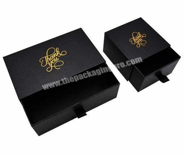 High Quality Matte Black Color Belts Ties Packing Sliding Drawer Wallet Packaging Thank You Gift Box