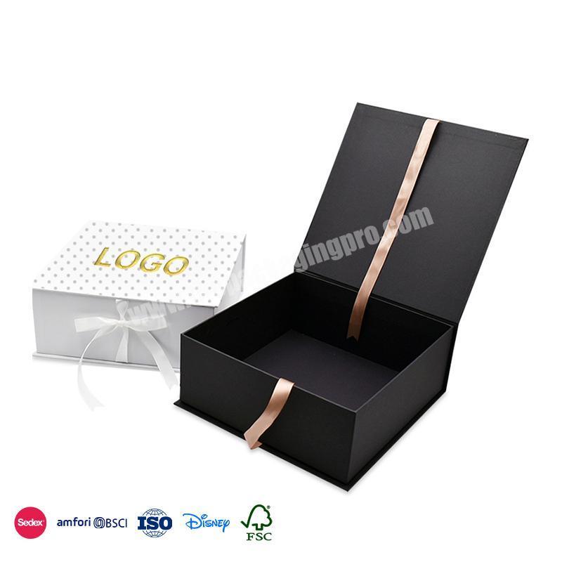 High Quality Product Black with Gold Ribbon Simple Logo Ribbon Greeting Card wood box book shape for gift