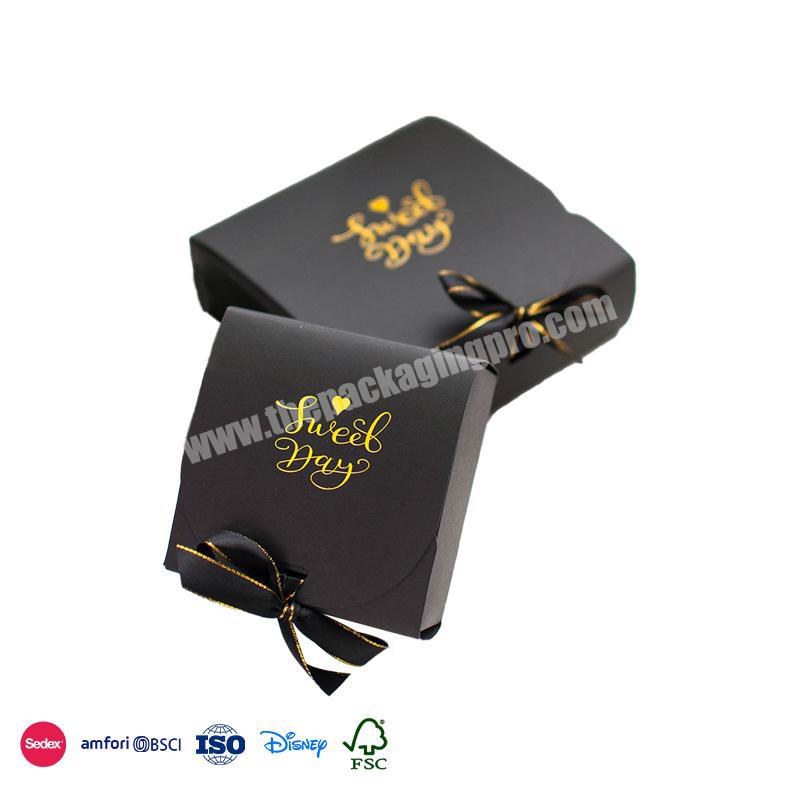High Quality Product Thin material with bronzing font logo with ribbon design kraft paper corrugated color box