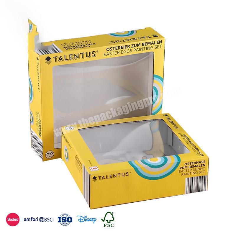 High Quality Product Yellow with product logo cutout design high quality fancy color printed paper packing box