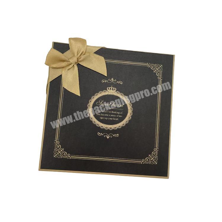 High Quality Rigid Flat Custom Luxury Gift Box Packaging Cardboard Boxes With Lid Ribbon