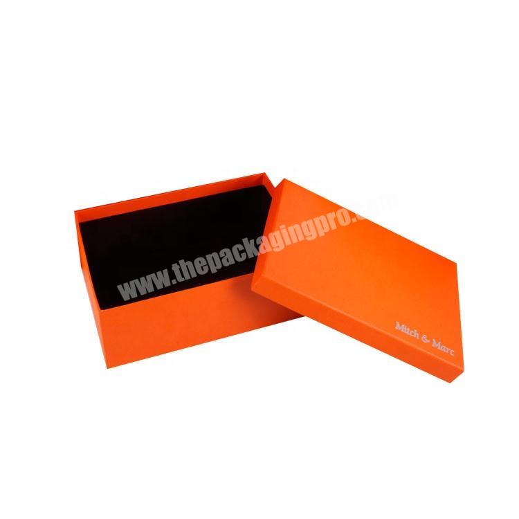 High-end Custom Rigid Cardboard Box Printing Bright Orange Color with Gold Stamping Logo Paper Box for Shoes factory