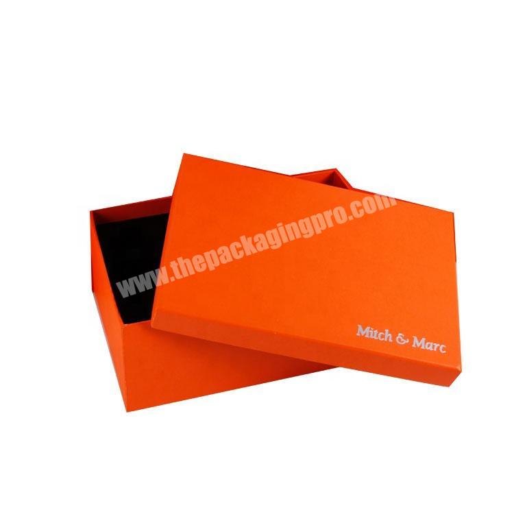 personalize High-end Custom Rigid Cardboard Box Printing Bright Orange Color with Gold Stamping Logo Paper Box for Shoes