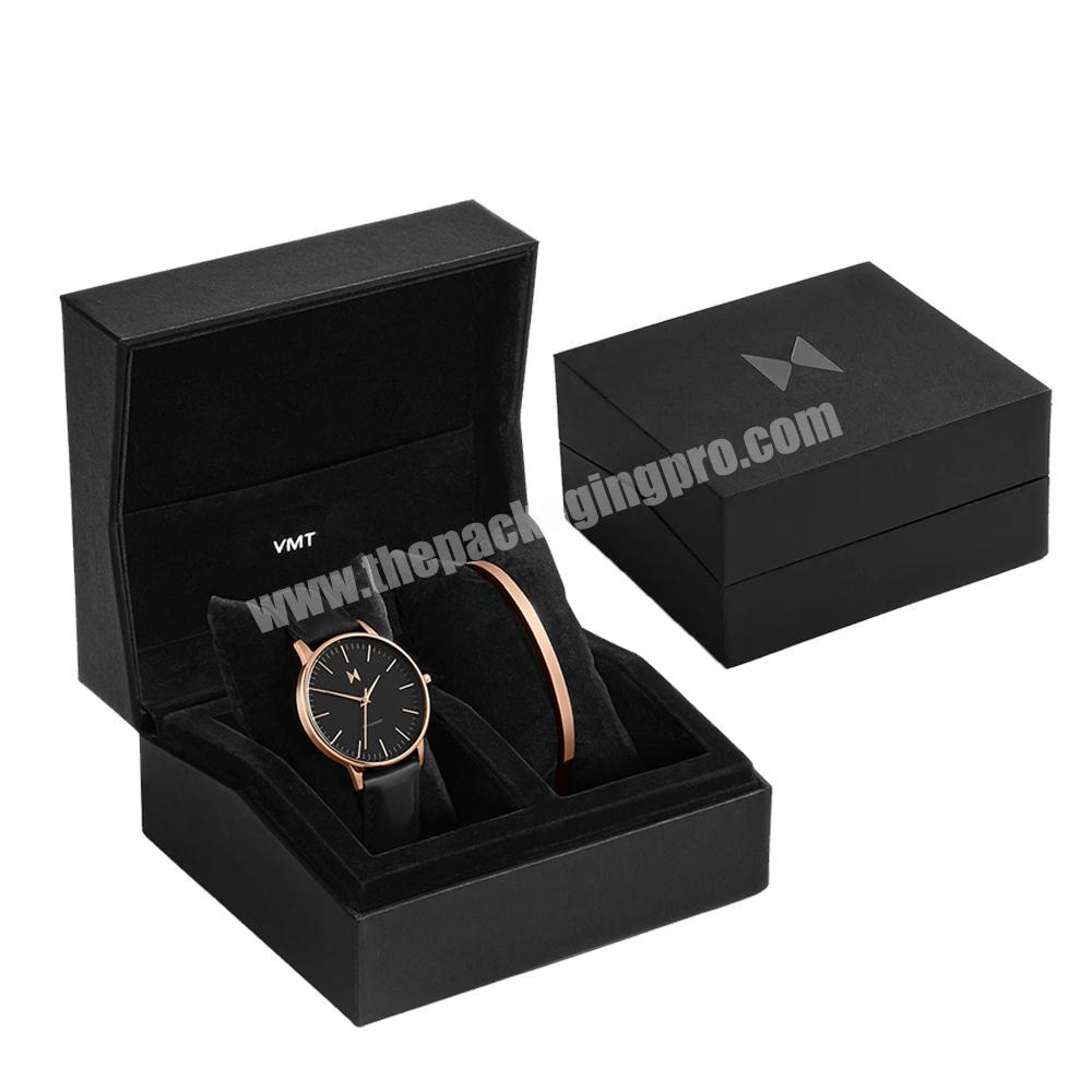 High end design logo custom paper gift packaging ladies smart watch storage box PU leather watch packaging box luxury watch box