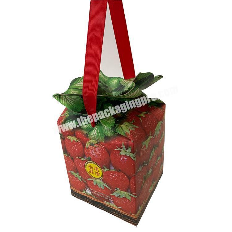 Customized Cheap Foldable Mini Paper Birthday Gift Fruit Box with Handle