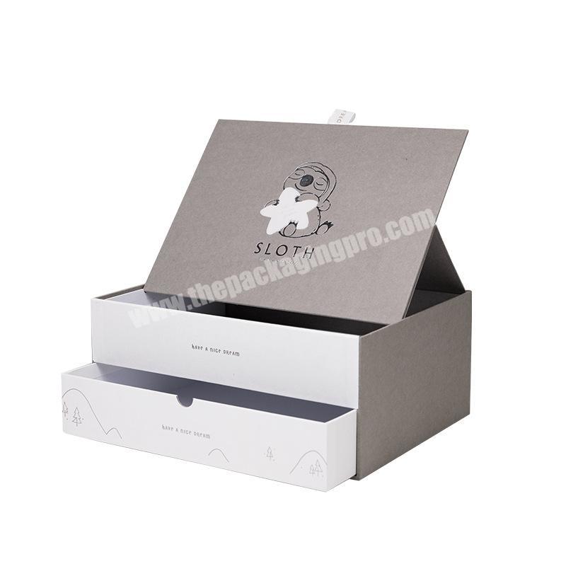 High quality Handmade double layers drawing boxes with ribbon for children cloth