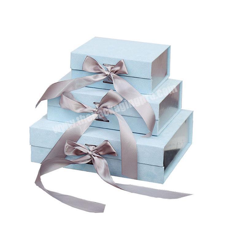 High quality custom logo folding gift box luxury package magnetic box with ribbon row