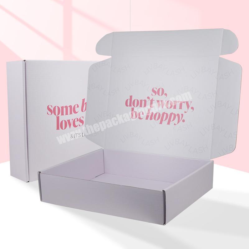 High quality high-end customized logo white pink corrugated gift paper mailer box packaging