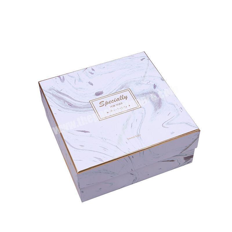 High quality marble printing gift boxes with gold foil edge of hat box packaging boxes