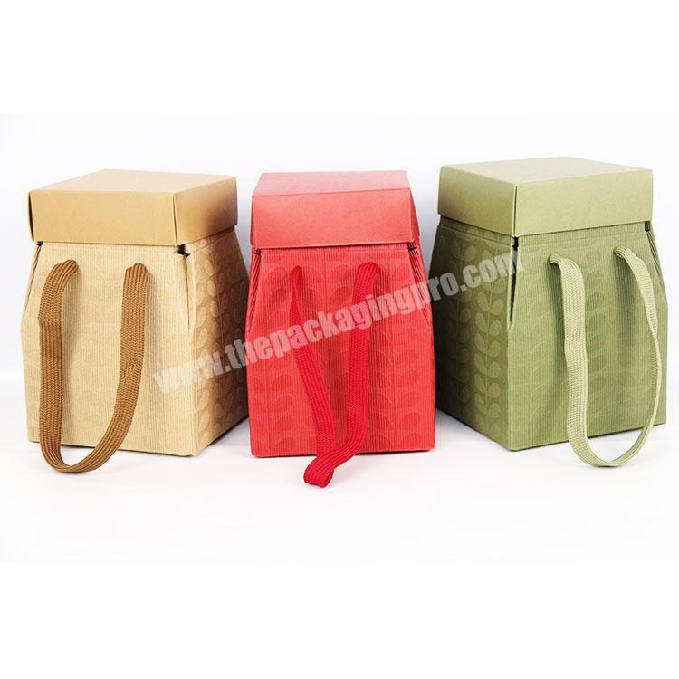 High quality package promotional logo cheap custom folding paper box with cotton rope handle