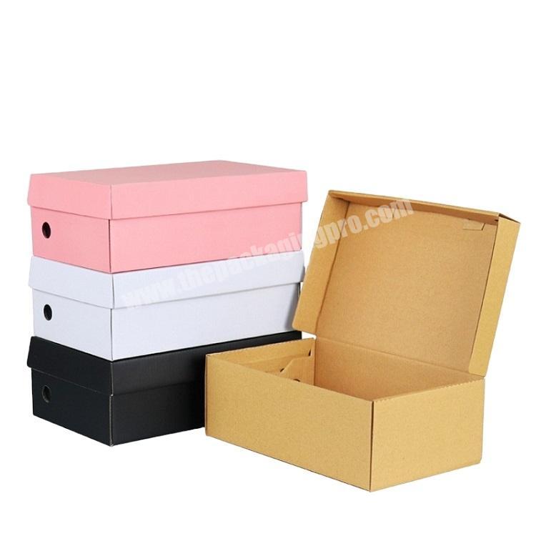 High quality rigid cardboard eco-friendly different colors wholesale kraft paper shoe box custom design paper shoes box