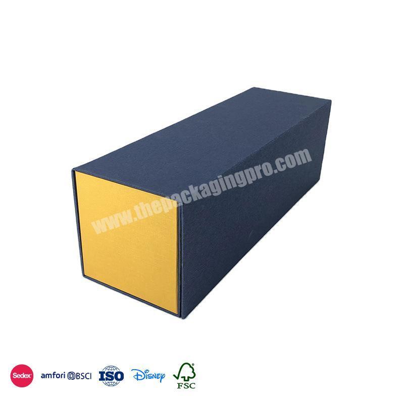 Hight Quality Low Price Custom Dark blue outer shell yellow inner layer cheap folding box storage for wine