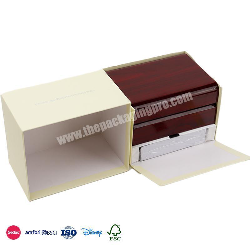 Hight Quality Low Price High quality luxury belt product logo custom wood grain paper box for watches