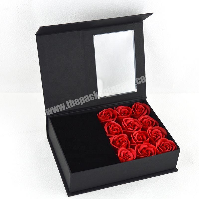 Holiday Exquisite Jewelry Gift Window Opening Box Packaging Custom Rose Gift Box