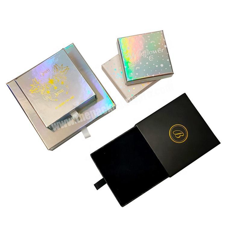Holographic Necklace Jewellery Box Custom Luxury Paper Ring Packaging Gift Jewelry Box