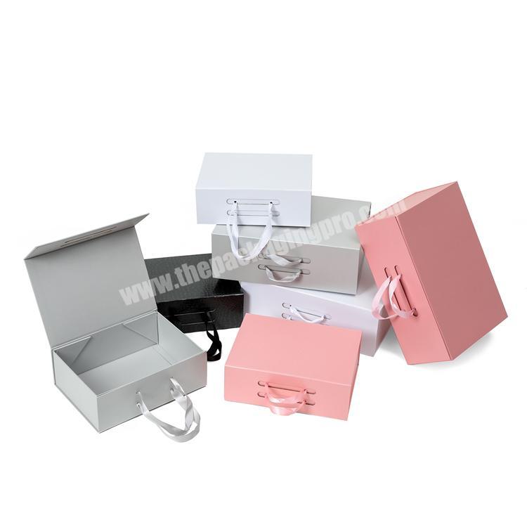 Hot Fancy Magnet Custom Box Carton Black Rigid Flat Luxury Magnetic Folding Storage Packaging Boxes Gift Box With Ribbon