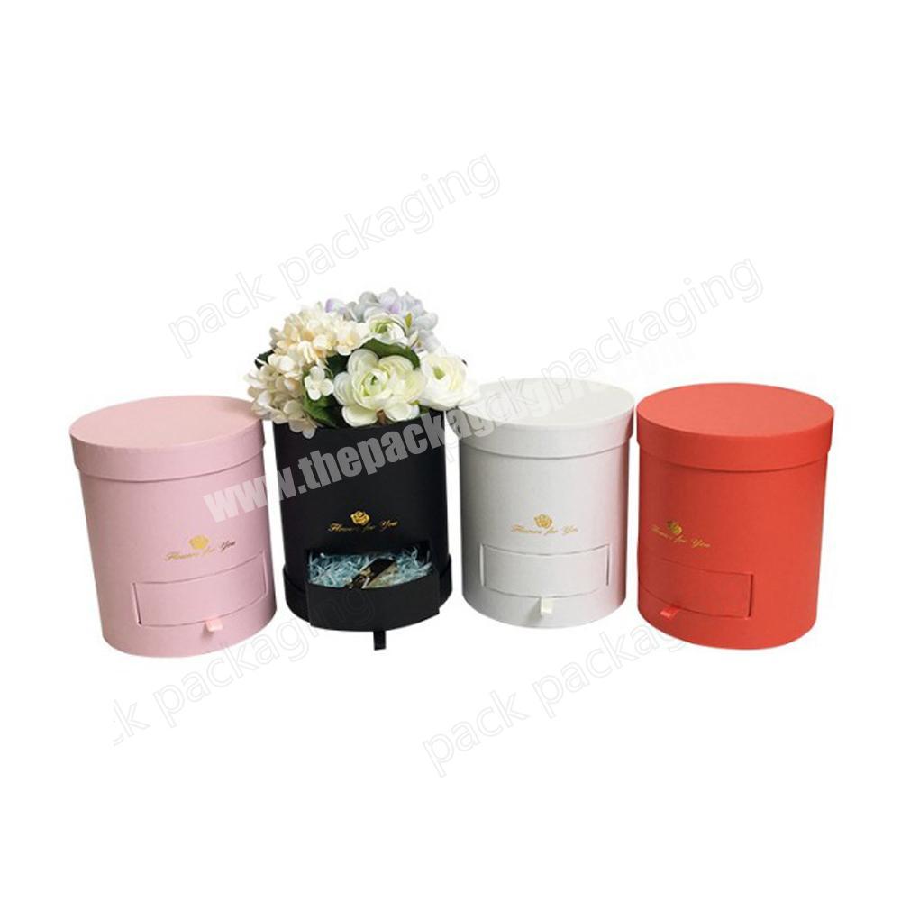 Hot Luxury Velvet Rose Suede Bouquet Valentine's Day Round Ribbon Mother's Day Deluxe Flower Gift Box Packaging