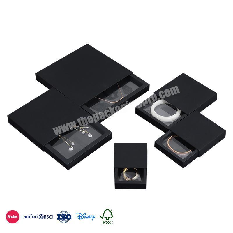 Hot Sale & High Quality Black thin section noble and elegant design size optional custom drawer jewelry box