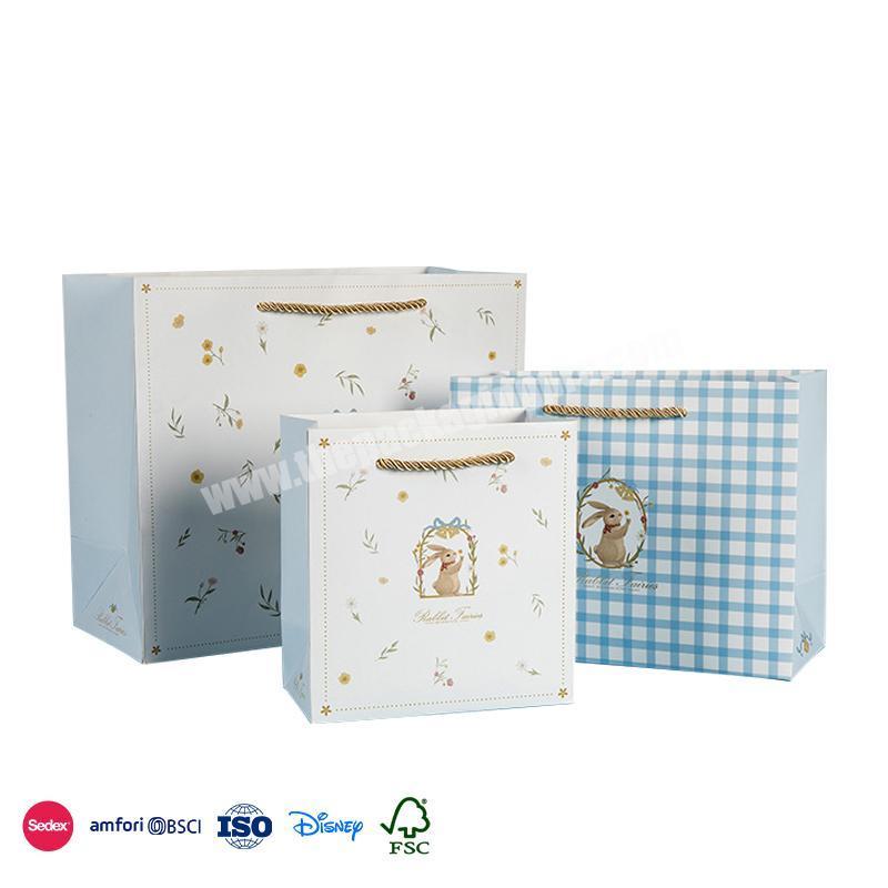 Hot Sale Factory Direct White tote bag blue and white plaid box cute design baby start birthday boxes