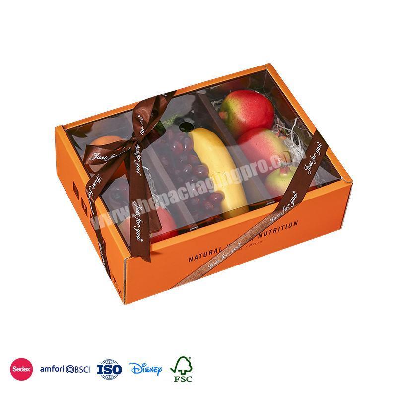 Hot Sale High Quality High end luxury design full transparent box lid with ribbon decoration fruit box wholesale factory