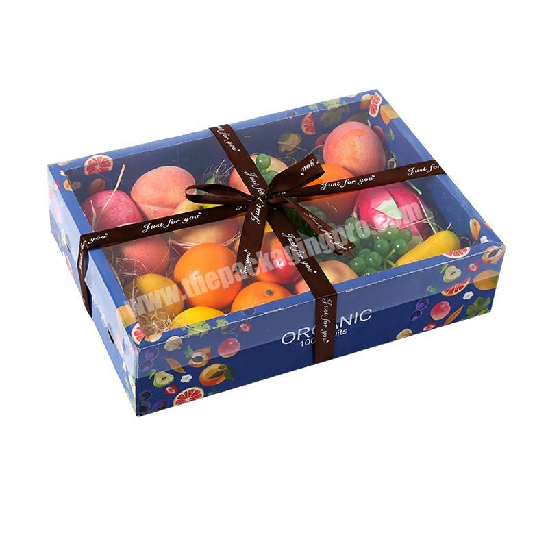 Hot Sale High Quality High end luxury design full transparent box lid with ribbon decoration fruit box wholesale wholesaler