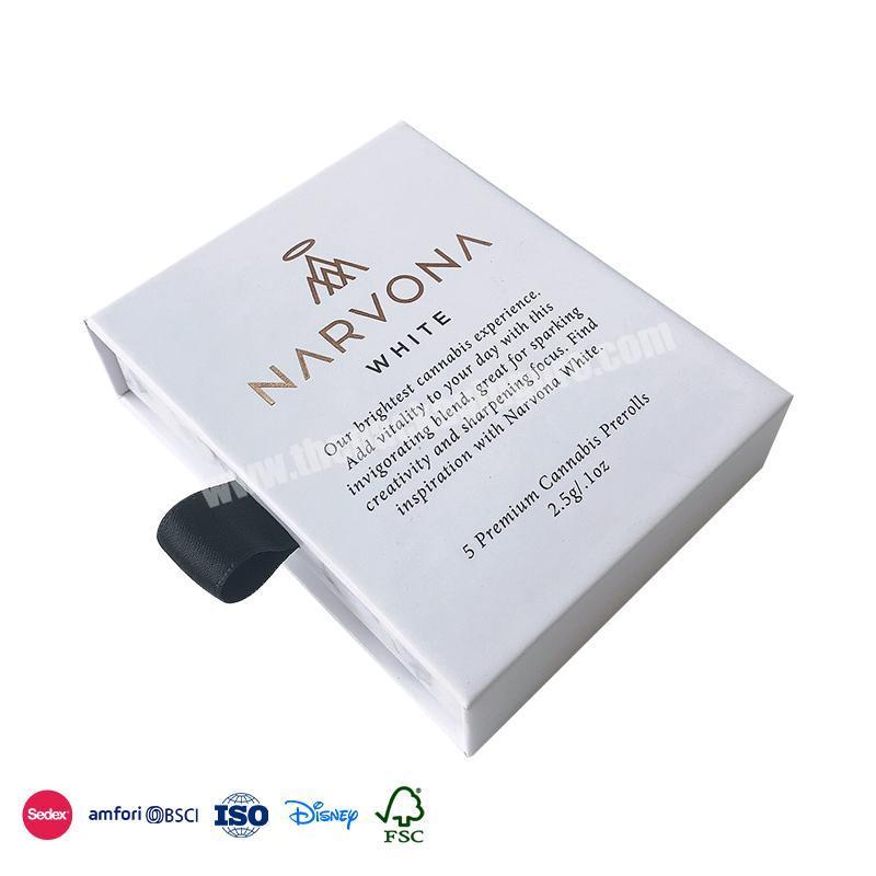 Hot Sale High Quality White with simple lettering with delicate black ribbon zipper drawer storage box
