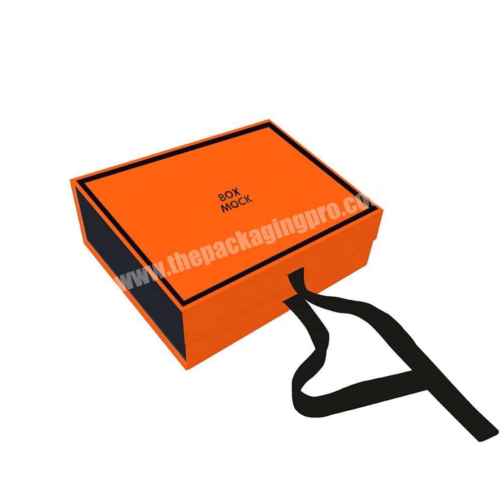 Box For Dress Luxury Ribbon Bow Gift Packaging Custom Logo Foldable Magnet Clothing Paper Box