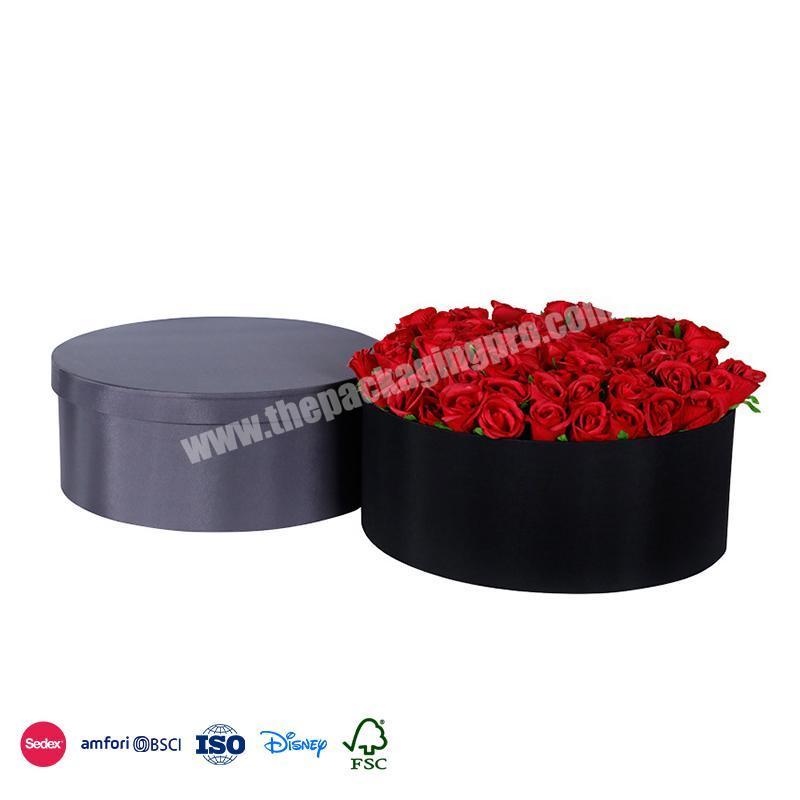 Hot Sale Professional Lower Price Elegant round silk surface material large capacity flower style box