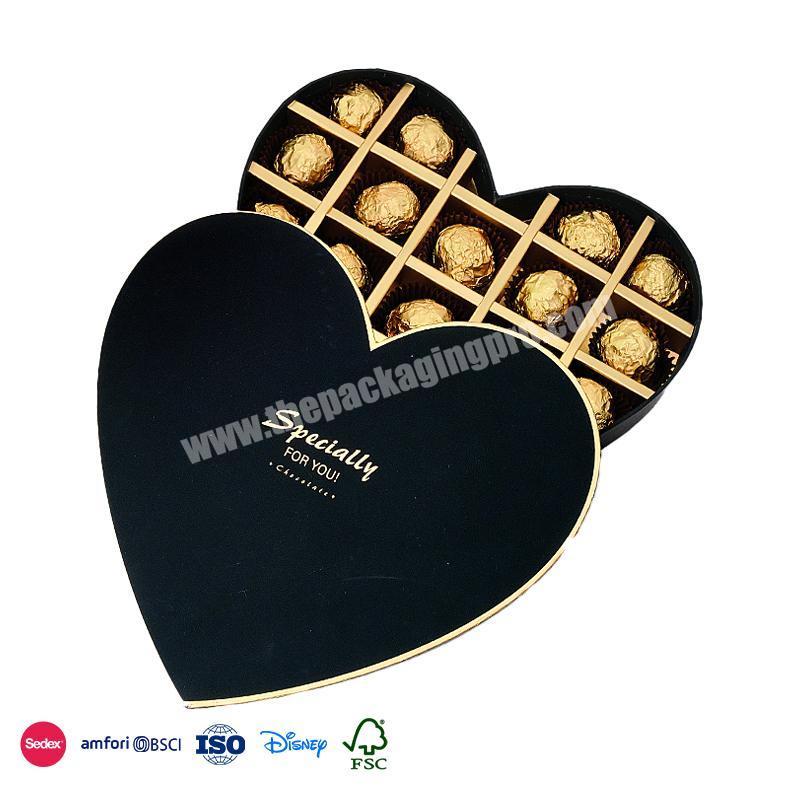 Hot Selling Product spot Black outer shell and Heart-shaped with bronzing lettering gift box chocolate