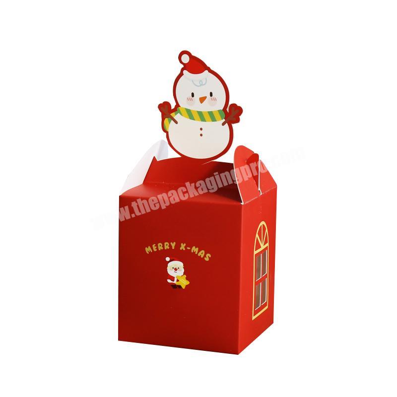 Hot sale 1 hole red green cupcake box with handle Christmas Eve Apple Gift Box Christmas