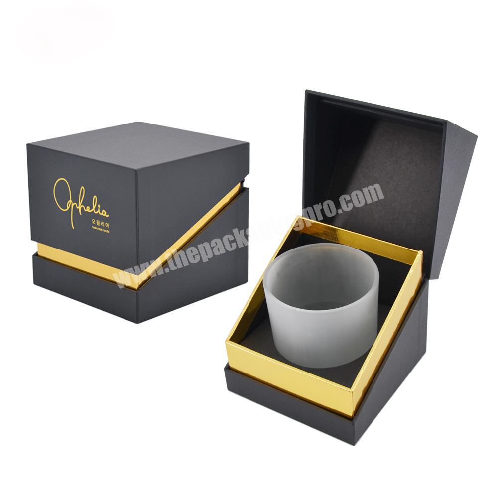 Hot sale Luxury Eco-friendly recycled kraft paper Custom Black Round Jar set Gift Candle Packaging Box
