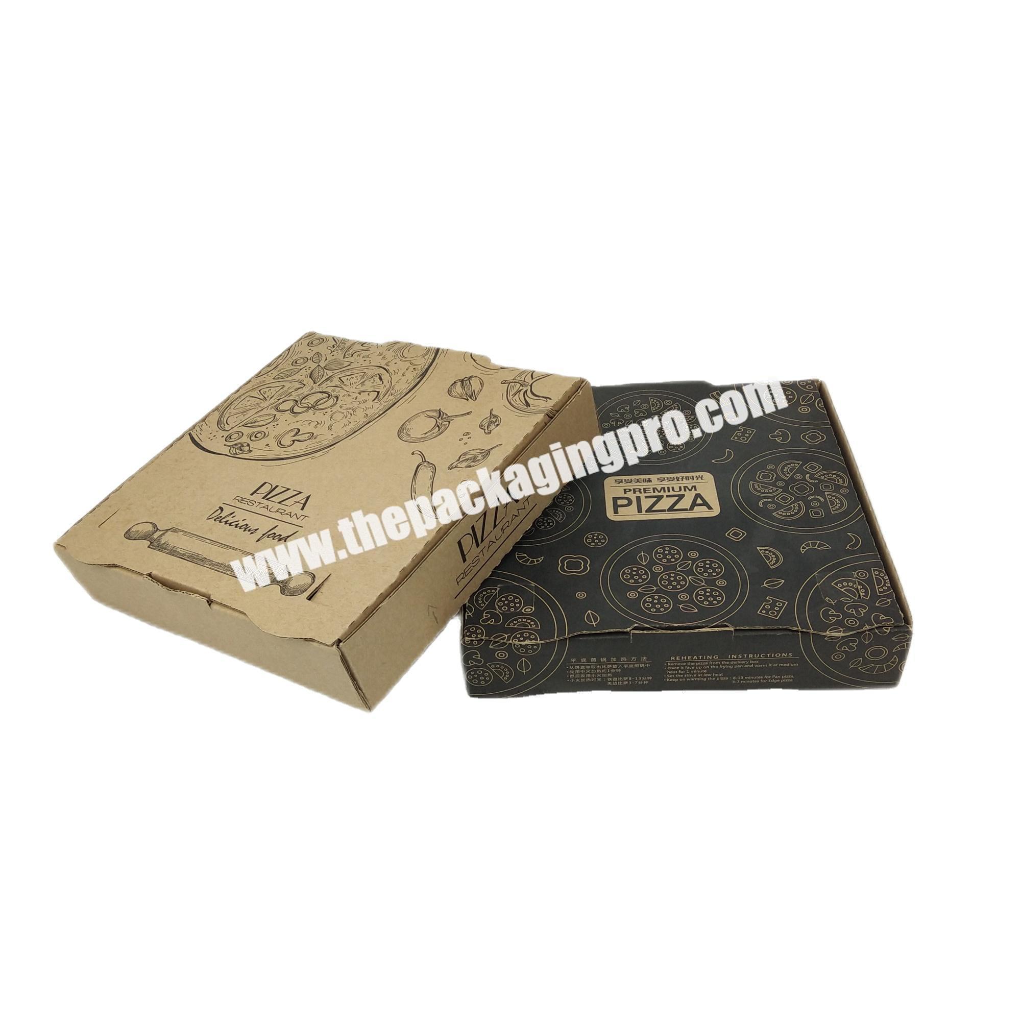 Hot selling black pizza paper boxes packaging custom design