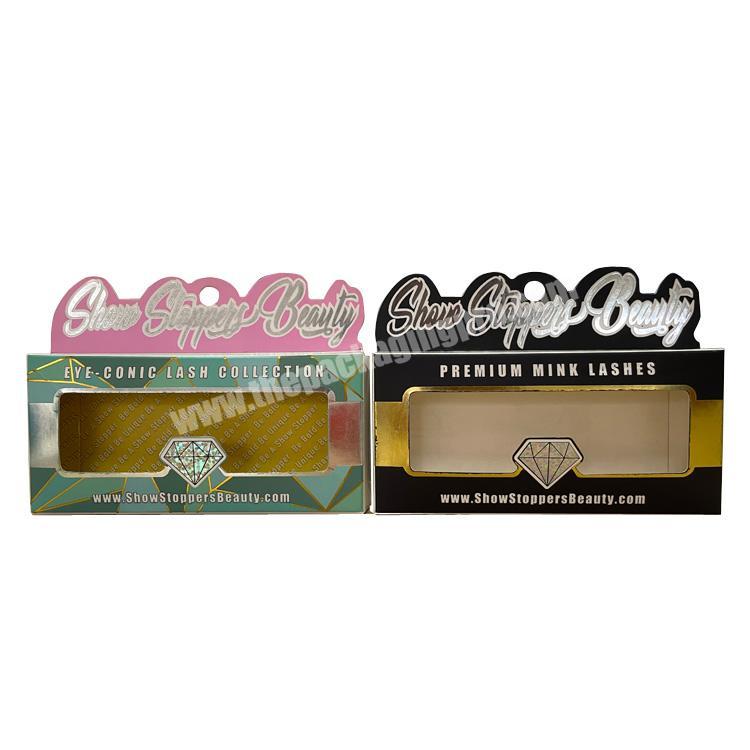 Hot selling eyelash box custom hot stamping & UV printing eyelash packaging box luxury
